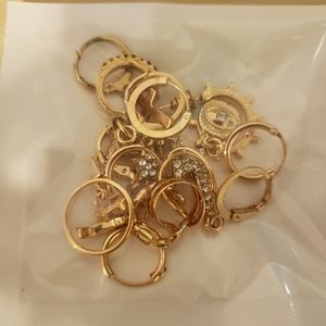 3/$20 NWOT 12 gold tone earrings + earrings cuffs huggie hoops with charms